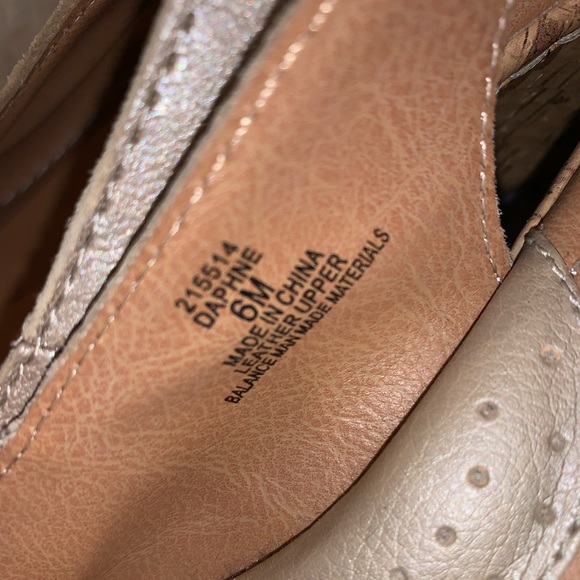 BJORNDAL Daphne gold leather cork wedges heels shoes womens size 6 - Picture 11 of 13